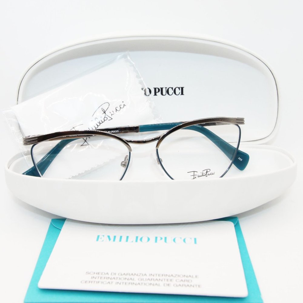 NEW EMILIO PUCCI EP2150 52-15-135 033 GUNMETAL CAT EYE EYEGLASSES